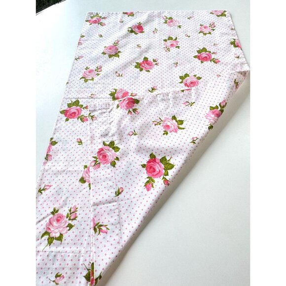Vintage 70s pillowcase, pink floral, polka dots, cottage core, single casing - Picture 6 of 10